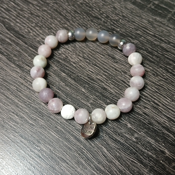 Amethyst & Natural Stone Beaded Bracelet - Designer Six N Stone - Picture 4 of 13